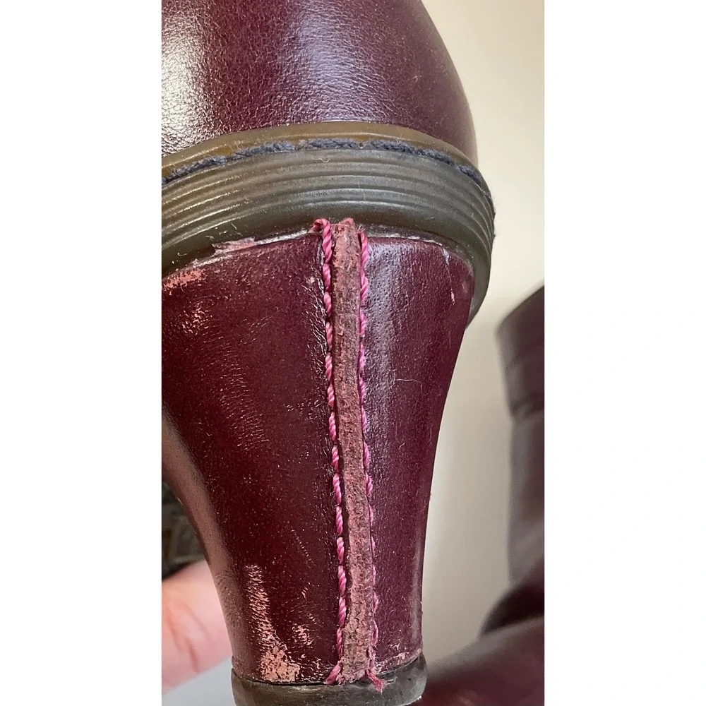 Dr. Martens Jenna Dia Burgundy Leather Button Ankle Boots Womens Size 7